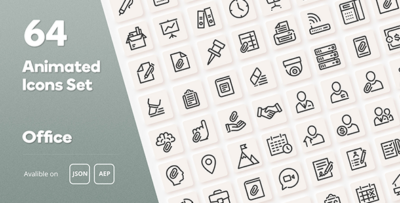 Office Animated Icons Set - Wordpress Lottie JSON SVG