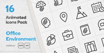 Office Environment Animated Icons Pack - Wordpress Lottie Json Animation SVG