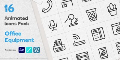 Office Equipment Animated Icons Pack - Wordpress Lottie Json Animation SVG