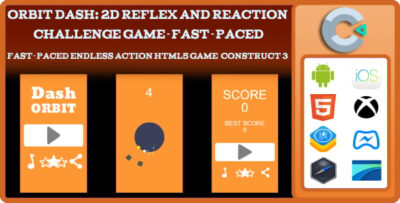 Orbit Dash 2D Reflex And Reaction Challenge Game - Fast-Paced Endless Action Html5 Game Construct3