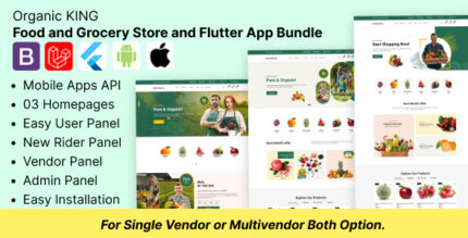 Organic King - Food and Grocery Store and Flutter App Bundle