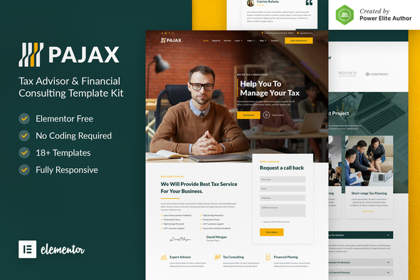 Pajax - Tax Advisor & Financial Consulting Elementor Template Kit Pajax - Tax Advisor & Financial Consulting Elementor Template Kit