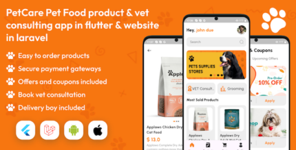 PetCare Pet Food product & vet consulting app in flutter & website in laravel