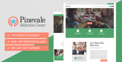 Pinevale Addiction Recovery and Rehabilitation Center WordPress Theme