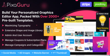 PixaGuru - SAAS Platform to Create Graphics, Images, Social Media Posts, Ads, Banners, & Stories v1.10