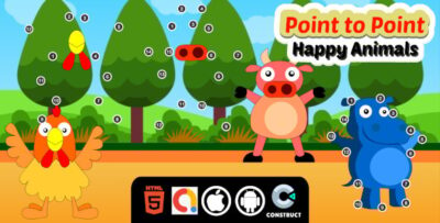 Point to Point Happy Animals Construct 3 Educational kids Game with Admob for Web And Mobile