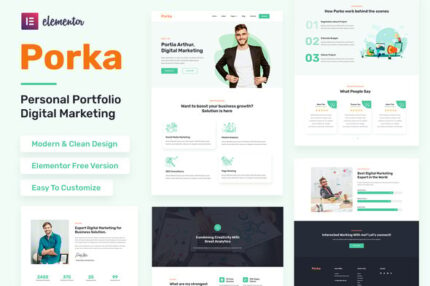 Porka - Digital Marketing Personal Portfolio Elementor Template Kit