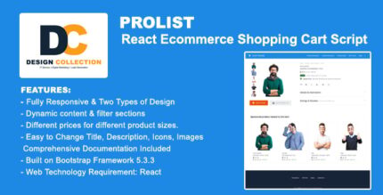 Prolist - React Ecommerce Shopping Cart Script