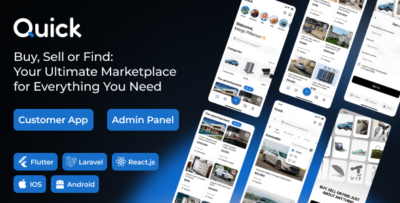 Quick - Modern Classified Buy and Sell Marketplace App with Admin Panel