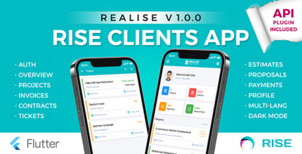 REALISE - RISE CRM Customer Mobile App for Android and IOS Flutter App with API Plugin Included