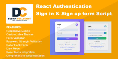 React Authentication Sign in & Sign up Form Script