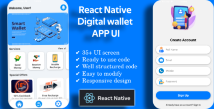 React Native Digital Wallet App UI - Full Set of Screens for Seamless Mobile Payments