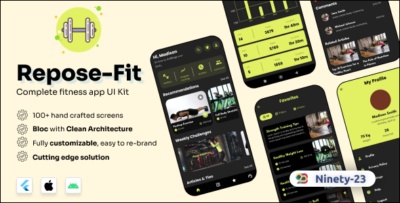 Repose Fit - Fitness app UI template - Flutter 3.0 Android iOS BloC Clean architecture