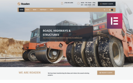 Roaden - Road Construction Elementor WordPress Theme