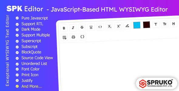 SPK Editor - WYSIWYG Javascript Rich Editor SPK Editor - WYSIWYG Javascript Rich Editor