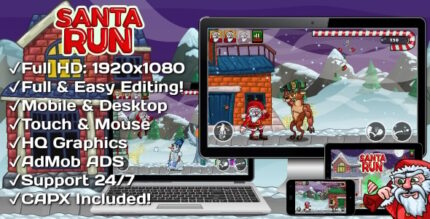 Santa Run - HTML5 Game + Mobile Version! (Construct 3 Construct 2 Capx)