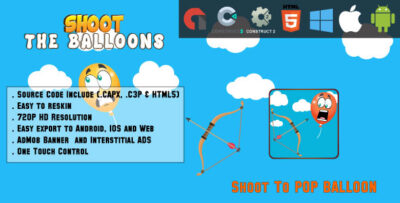 Shoot the balloons - HTML5 Game - Web & Mobile + AdMob (CAPX, C3p and HTML5)