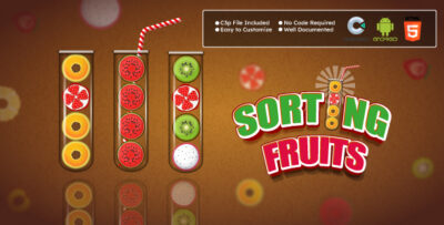 Sorting Fruits Game—Puzzle Game, Color Sort Game—HTML5, Android Construct 3