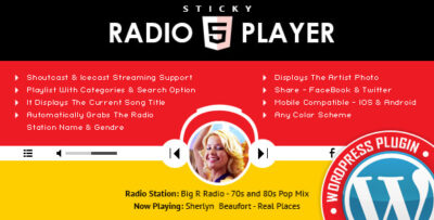 Sticky Full Width Radio Player WordPress Plugin