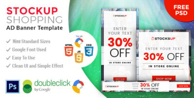 Stocksup Shopping HTML 5 Animated Google Banner