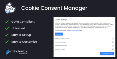 Universal GDPR Compliant Cookie Consent Manager