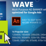 WAVE (Adobe Animate CC) Multi Purpose AD BANNER with hover effect. Opimized for Google Ads
