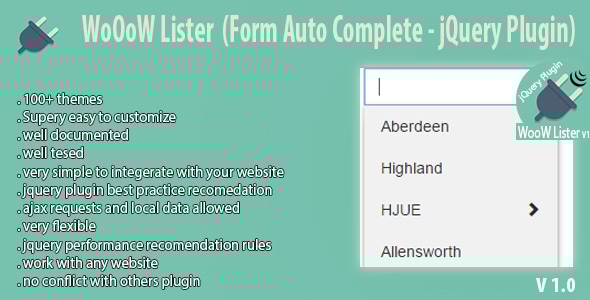 WoOoW Lister (Form Auto Complete - jQuery Plugin) WoOoW Lister (Form Auto Complete - jQuery Plugin)