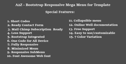 A2Z - Bootstrap Responsive Mega Menu for Template