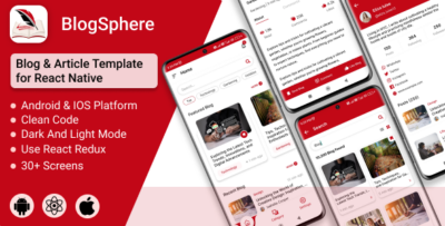 BlogSphere - Blog & Article App Blogging App Article & Story Publishing React Native Template