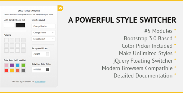 DMSS - Bootstrap jQuery Style Switcher DMSS - Bootstrap jQuery Style Switcher