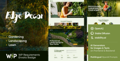 Edge Decor Gardening & Landscaping Modern WordPress Theme