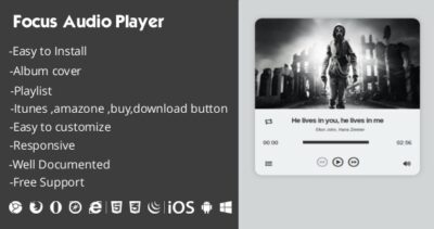 Focus Audio Player With Playlist