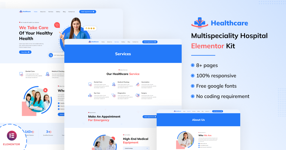 Healthcare - Multispeciality Hospital Elementor Kit Healthcare - Multispeciality Hospital Elementor Kit