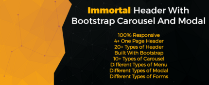 Immortal Header With Bootstrap Carousel And Modal