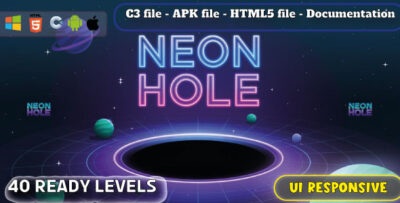 Neon Hole - Puzzle Platformer Game - HTML5, Construct 3