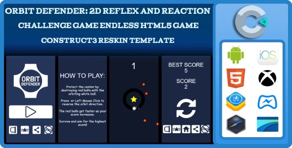 Orbit Defender 2D Reflex And Reaction Challenge Game Endless Html5 Game Construct3 reskin Template Orbit Defender 2D Reflex And Reaction Challenge Game Endless Html5 Game Construct3 reskin Template