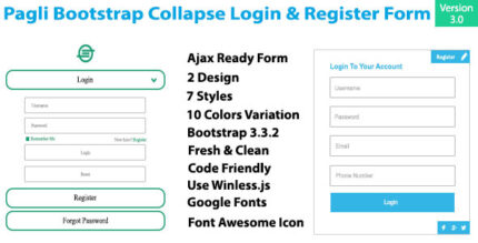 Pagli - Bootstrap Collapse Log in & Register Form