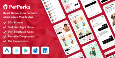 PetPerks - React Native Expo Pet Care eCommerce Mobile App Template