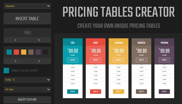 Pricing Tables Creator Pricing Tables Creator