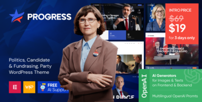 Progress - Politics, Candidate & Fundraising WordPress Theme