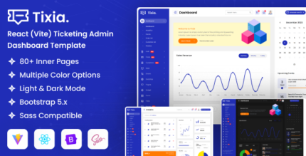 Tixia - React (Vite) Ticketing Admin Dashboard Template