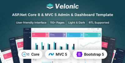 Velonic - ASP.Net Core & MVC 5 Admin & Dashboard Template