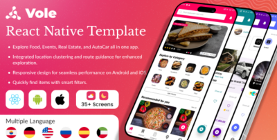 Vole - Multipurpose React Native Directory & Listing App Template