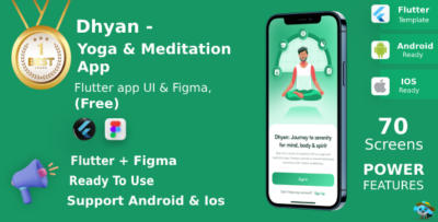 Yoga & Meditation App UI Kit Flutter Figma FREE Life Time Update Dhyan