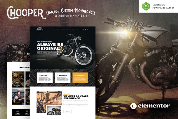 Chooper - Custom Motorcycle Garage Elementor Template Kit Chooper - Custom Motorcycle Garage Elementor Template Kit