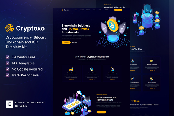 Cryptoxo - Cryptocurrency Blockchain & Bitcoin Elementor Template Kit Cryptoxo - Cryptocurrency Blockchain & Bitcoin Elementor Template Kit