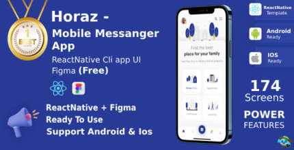 Fun Mobile Messenger App UI Kit ReactNative Figma FREE Life Time Update Horaz