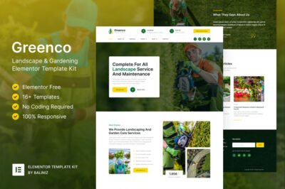 Greenco – Landscaping & Gardening Elementor Template Kit