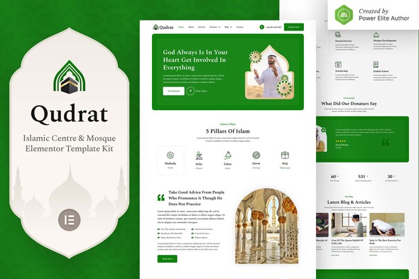 Qudrat - Islamic Center & Mosque Elementor Template Kit Qudrat - Islamic Center & Mosque Elementor Template Kit
