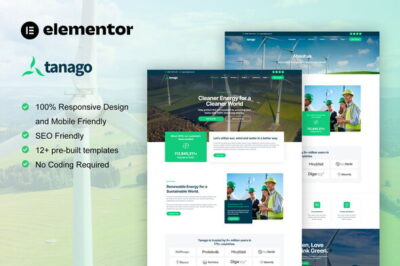 Tanago - Green Renewable Energy Elementor Template Kit